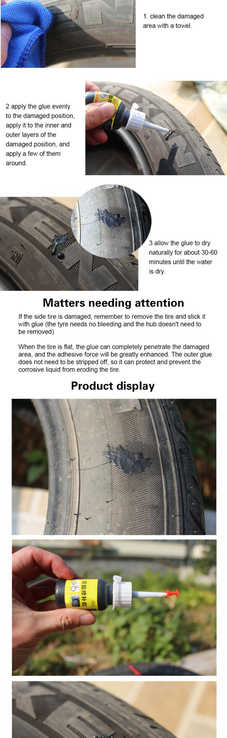 Tire special glue Repair adhesive for side cracks