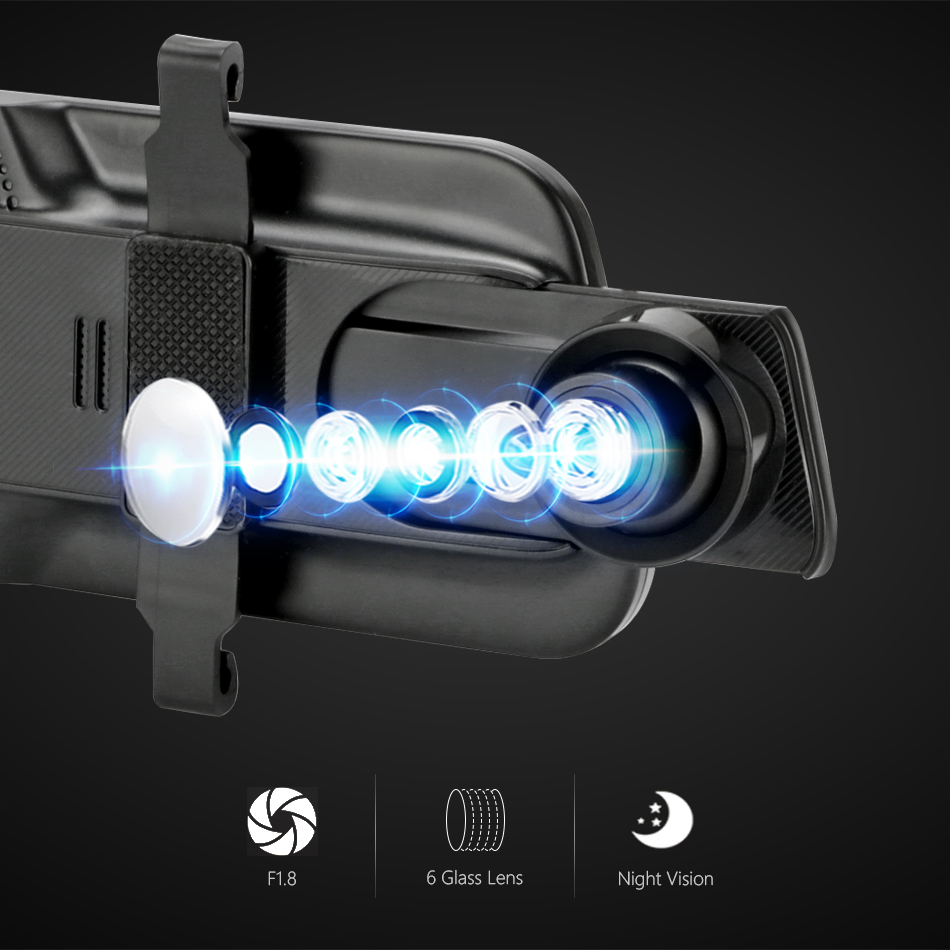 10-inch Touch Screen 1080P Dash camera Dual Lens Video Recorder Rearview mirror