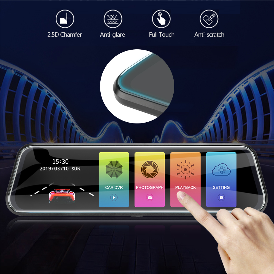 10-inch Touch Screen 1080P Dash camera Dual Lens Video Recorder Rearview mirror