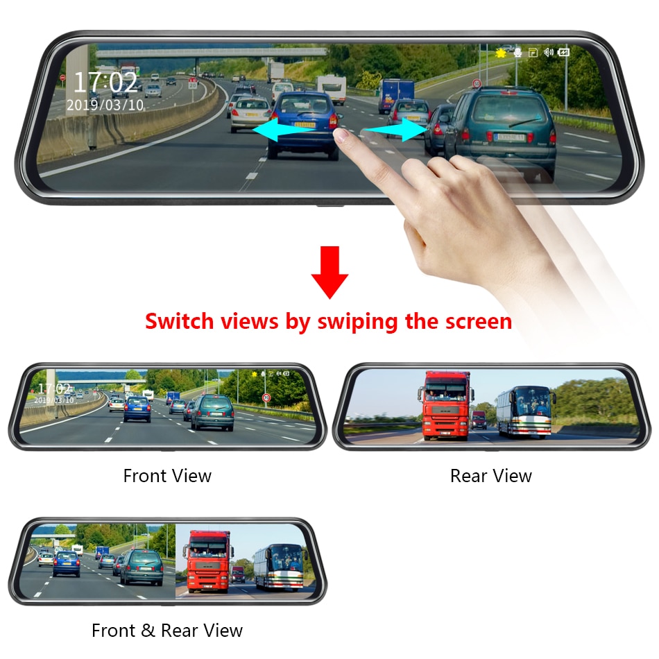 10-inch Touch Screen 1080P Dash camera Dual Lens Video Recorder Rearview mirror