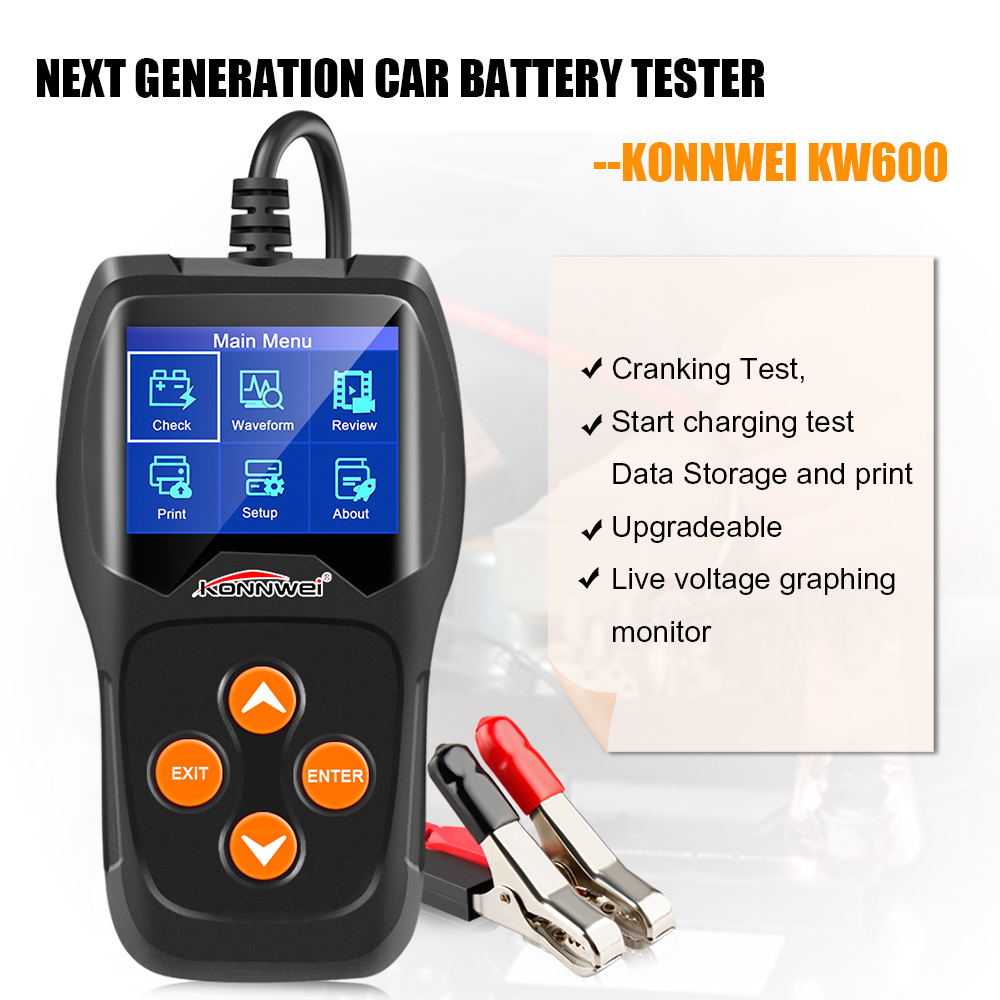 KONNWEI KW600 12V Car Battery Tester 100 to 2000CCA