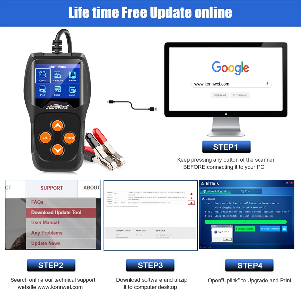 KONNWEI KW600 12V Car Battery Tester 100 to 2000CCA