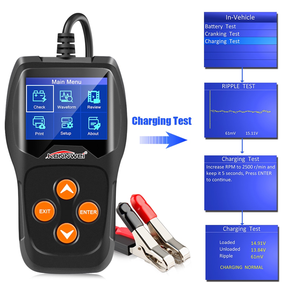 KONNWEI KW600 12V Car Battery Tester 100 to 2000CCA