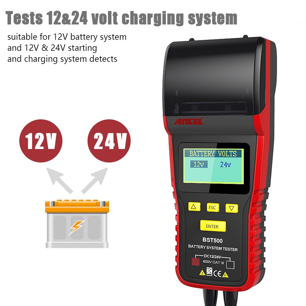 Ancel BST500 12V 24V Car Battery Tester With Thermal Printer