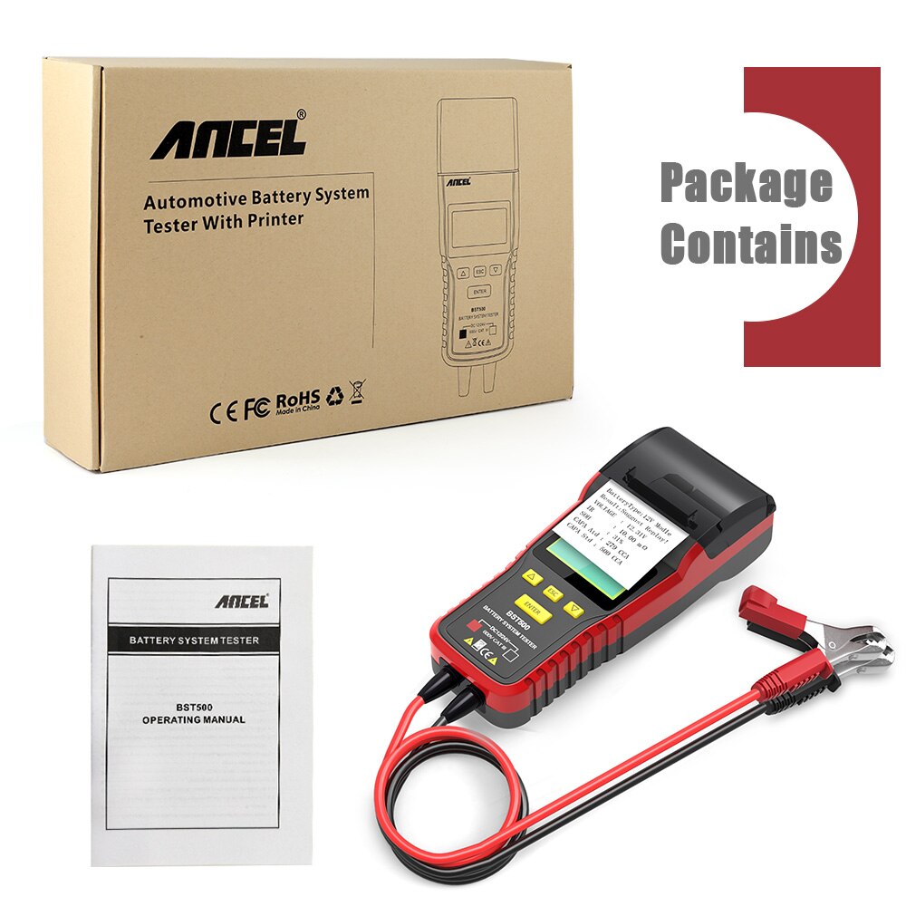 Ancel BST500 12V 24V Car Battery Tester With Thermal Printer