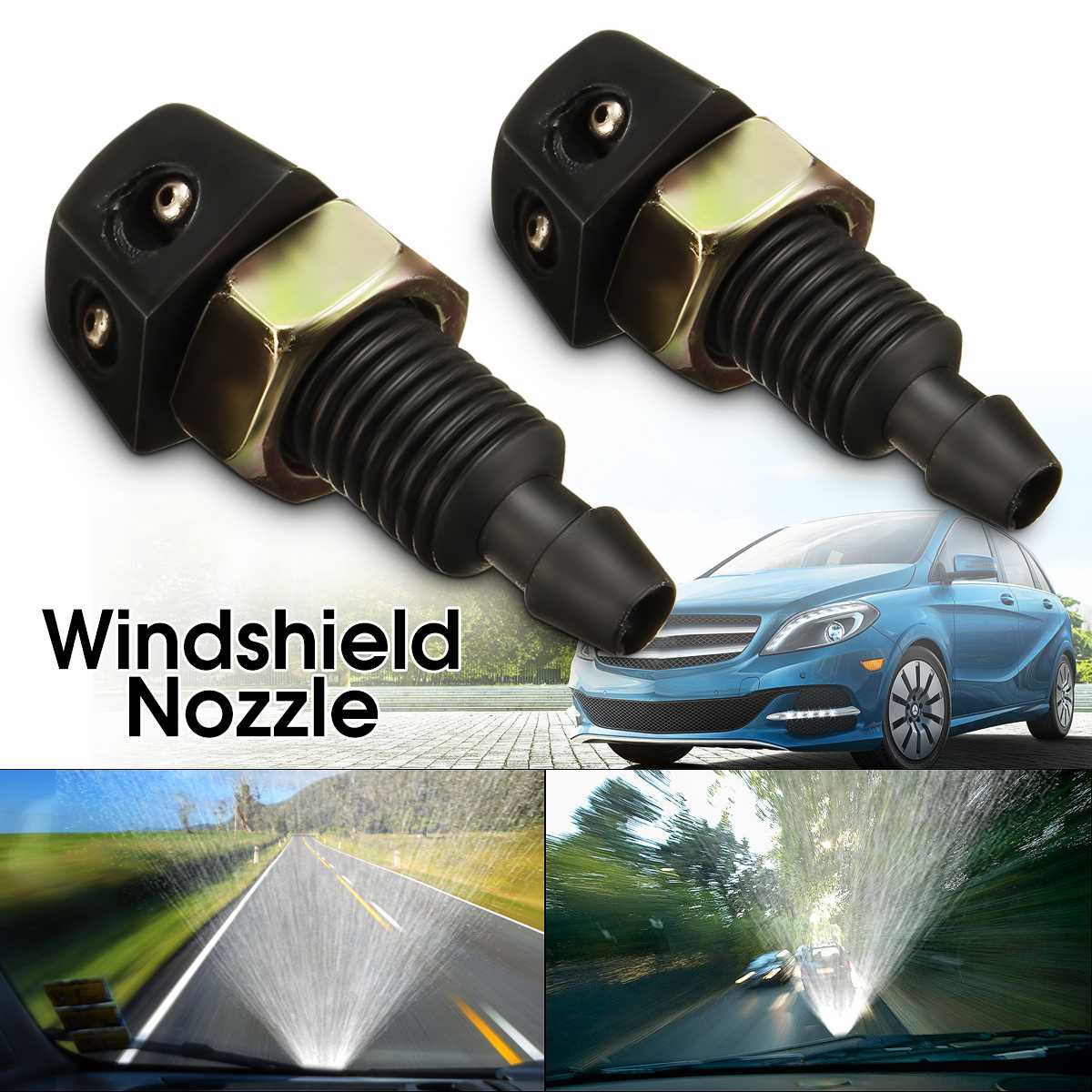 Universal Vehicle Front Windshield Washer Nozzle 2 pcs
