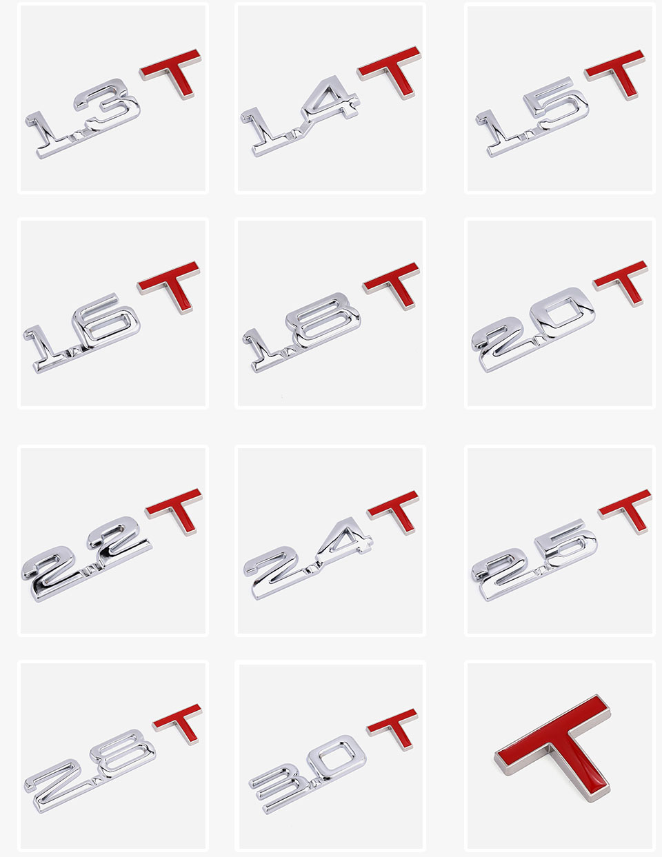 1.6T 1.8T 2.2T 2.5T 3.0T Logo Sticker Emblem 1.6T 1.8T 2.2T 2.5T 3.0T Logo Sticker Emblem