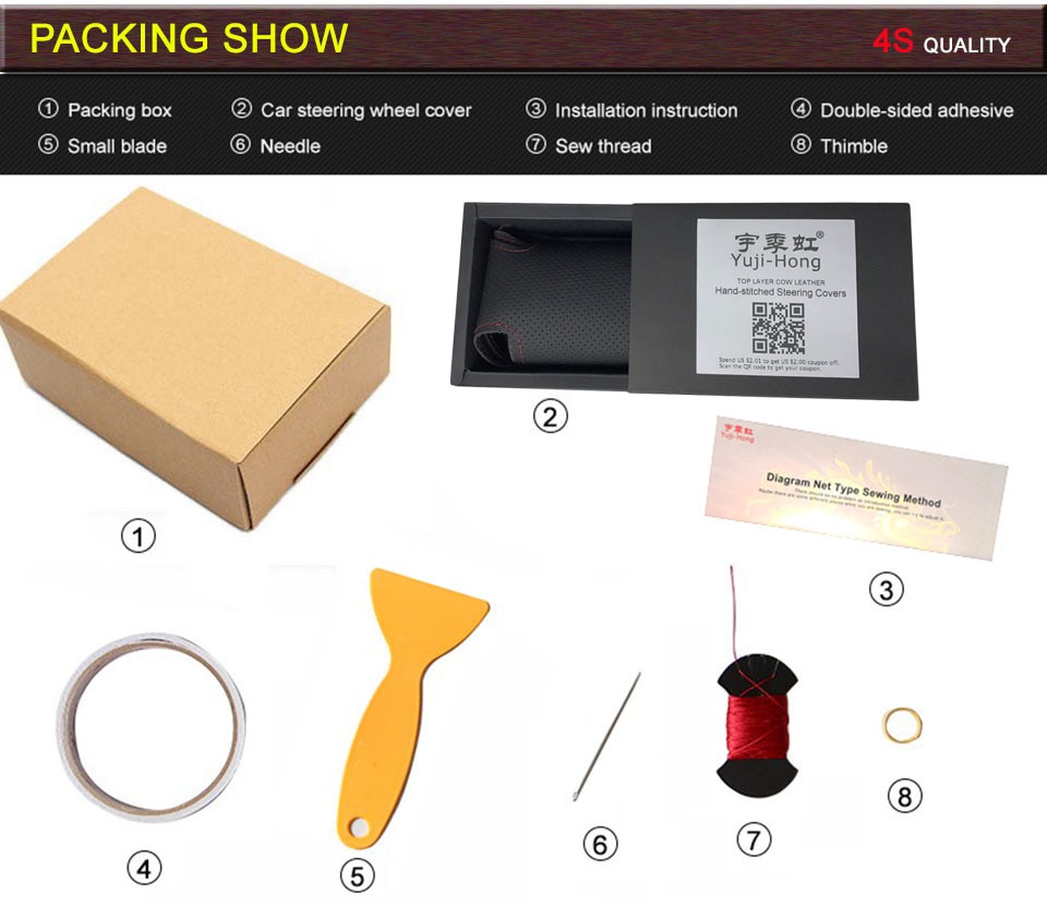 Car Steering Wheel Covers Case for Toyota Prado