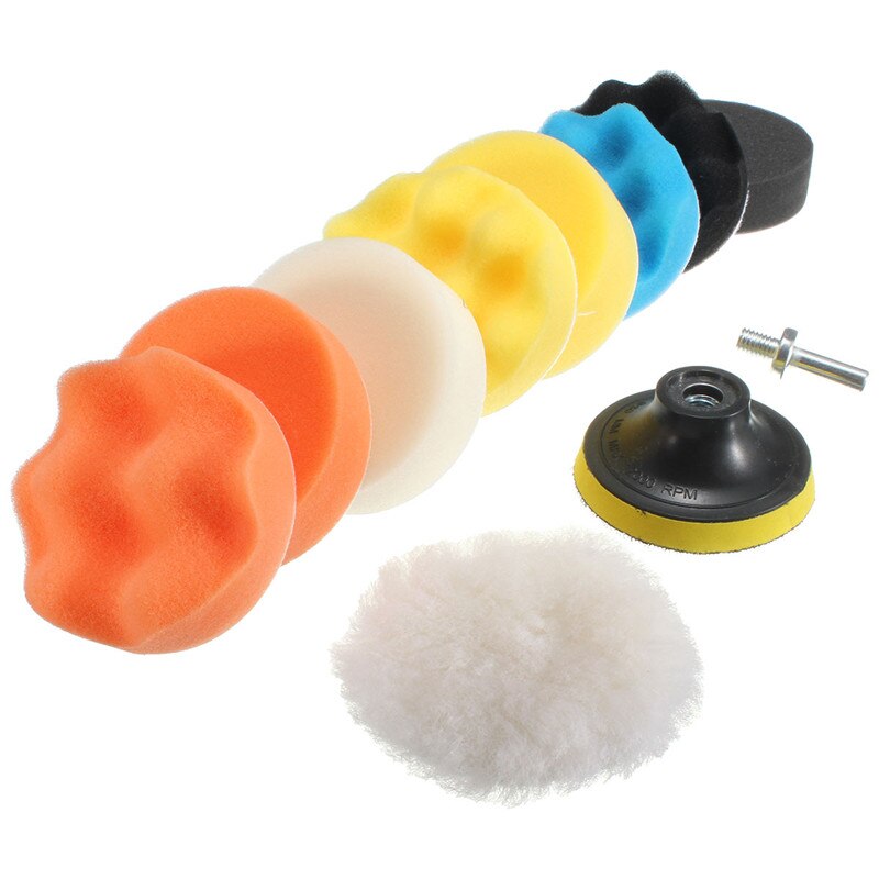 11Pcs/Set 3inch/80mm 4inch/100mm Buffing Pad Polishing Pad Kit For Car Polisher Pads M10 Drill Adapter Thread Abrasive Tools