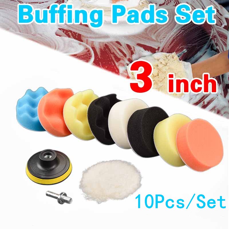 11Pcs/Set 3inch/80mm 4inch/100mm Buffing Pad Polishing Pad Kit For Car Polisher Pads M10 Drill Adapter Thread Abrasive Tools