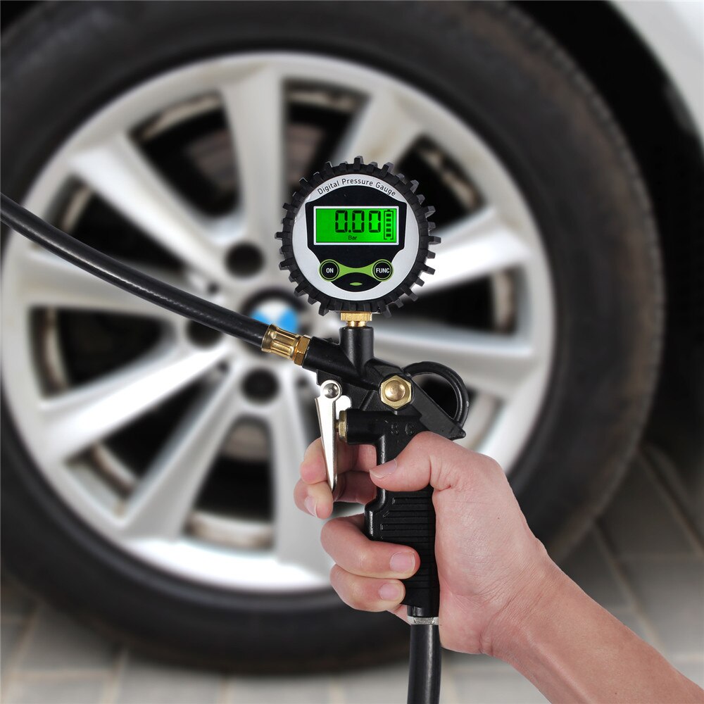 Neoteck Digital Car EU Tire Air Pressure Inflator Gauge LCD Display LED Backlight Vehicle Tester Inflation Monitoring Manometro