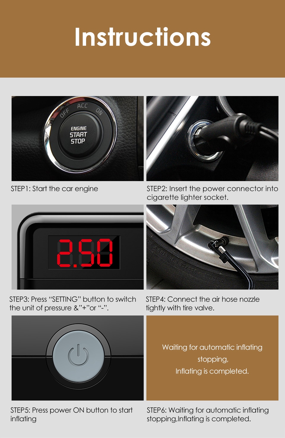 Licheers Car Air Compressor Intelligent Auto Tire Fast Inflatable Pump Mini Portable Electric Car Tyre Inflator Compresor Licheers Car Air Compressor Intelligent Auto Tire Fast Inflatable Pump Mini Portable Electric Car Tyre Inflator Compresor