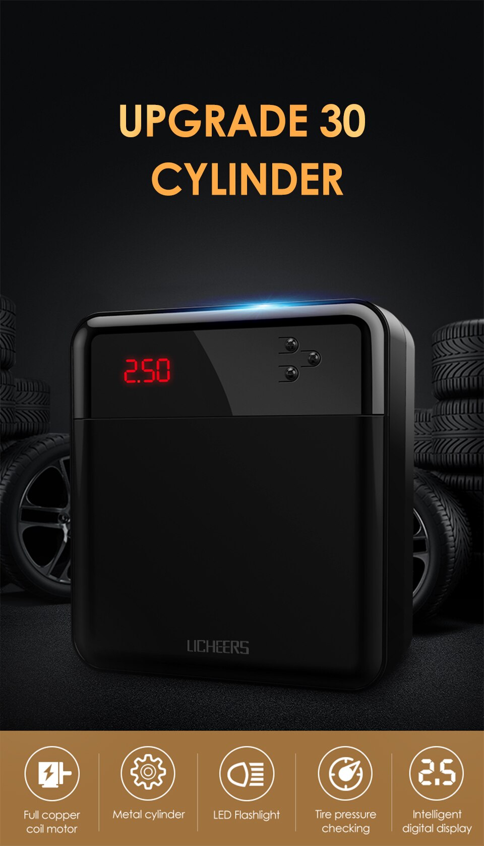 Licheers Car Air Compressor Intelligent Auto Tire Fast Inflatable Pump Mini Portable Electric Car Tyre Inflator Compresor Licheers Car Air Compressor Intelligent Auto Tire Fast Inflatable Pump Mini Portable Electric Car Tyre Inflator Compresor
