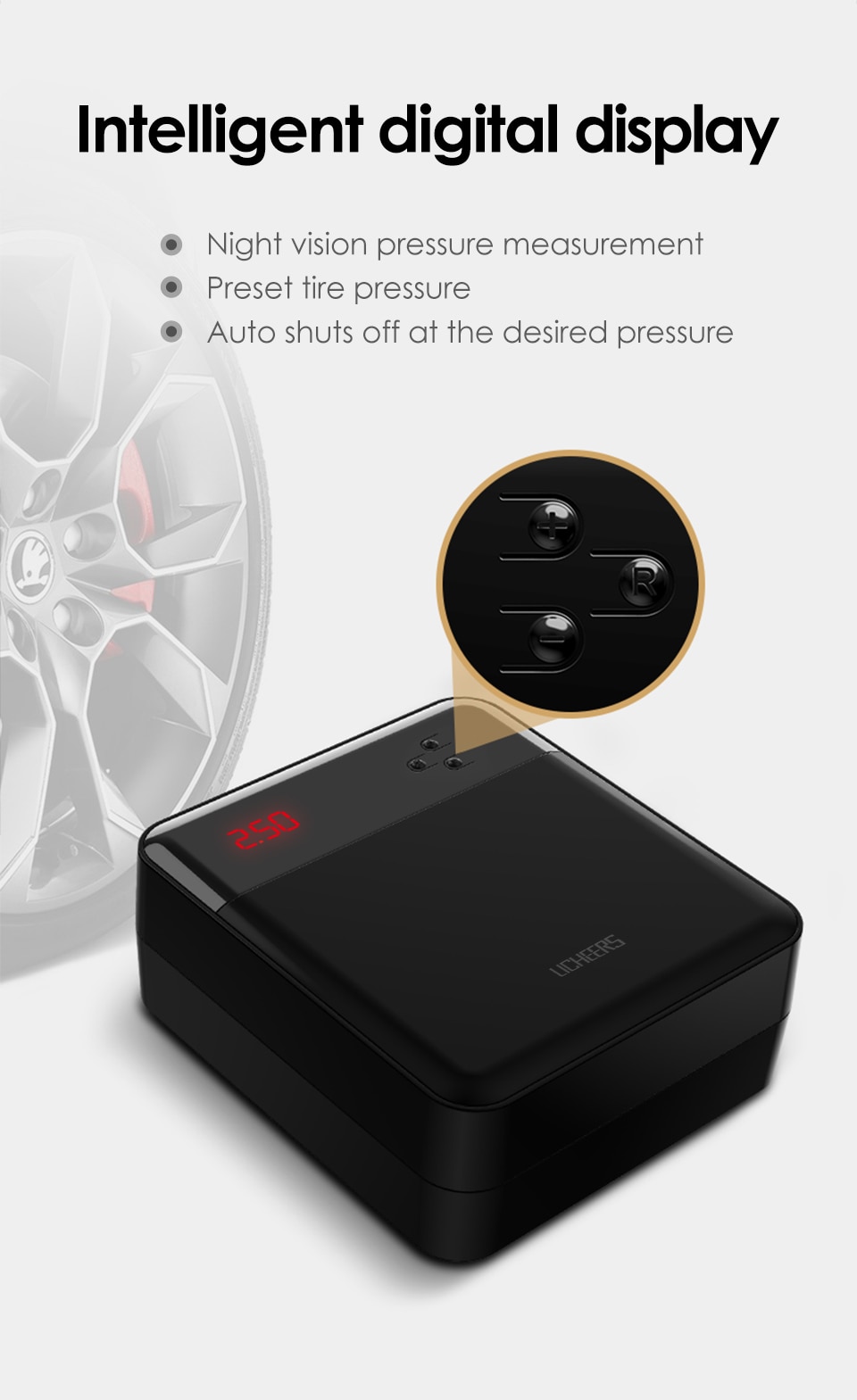 Licheers Car Air Compressor Intelligent Auto Tire Fast Inflatable Pump Mini Portable Electric Car Tyre Inflator Compresor Licheers Car Air Compressor Intelligent Auto Tire Fast Inflatable Pump Mini Portable Electric Car Tyre Inflator Compresor