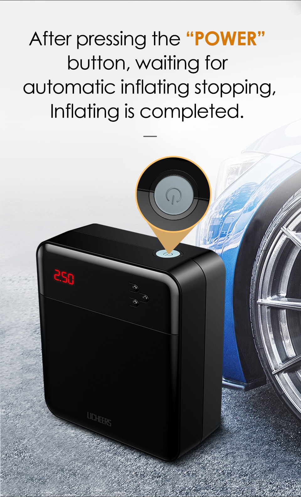 Licheers Car Air Compressor Intelligent Auto Tire Fast Inflatable Pump Mini Portable Electric Car Tyre Inflator Compresor Licheers Car Air Compressor Intelligent Auto Tire Fast Inflatable Pump Mini Portable Electric Car Tyre Inflator Compresor