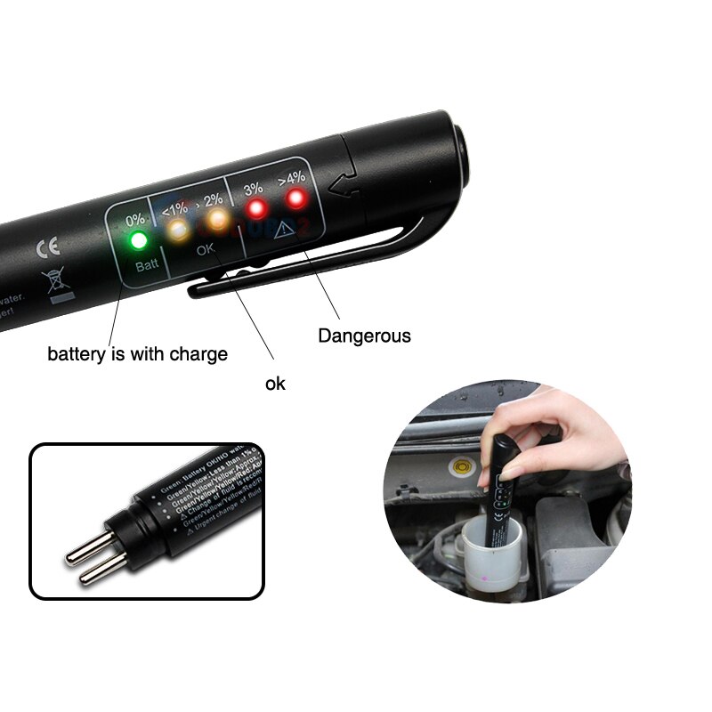 Auto Car Liquid Testing Brake Fluid Tester Check Car Crake Oil Quality LED Indicator Display For Car Care Free Shipping