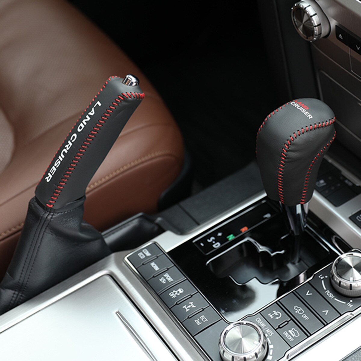 Leather Car Gear Hand Brake Cover for Toyota Land Cruiser 200 LC200 2008 2009 2010 2011 2012 2013 2014 2015 2016 2017 2018 2019
