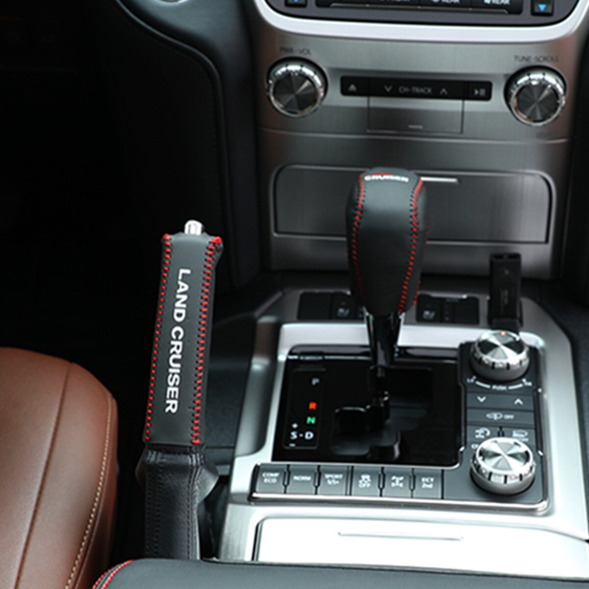 Leather Car Gear Hand Brake Cover for Toyota Land Cruiser 200 LC200 2008 2009 2010 2011 2012 2013 2014 2015 2016 2017 2018 2019