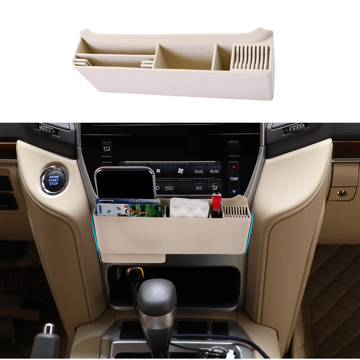 Car Central Control Storage Box Card Storage Frame for Toyota Land Cruiser 200 2016 2017 2018 2019 Car Accessories