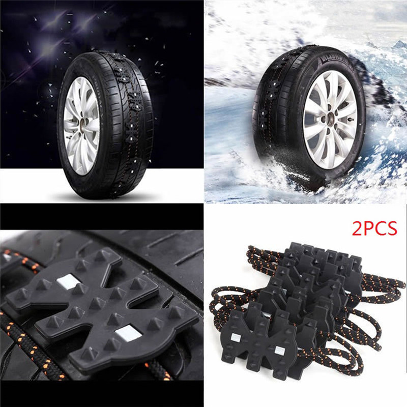 2PCS Winter Non-slip Universal Black Wearproof Wheel Tire Anti-skid Emergency Chain for Car Truck SUV MPV Auto Car Accessories