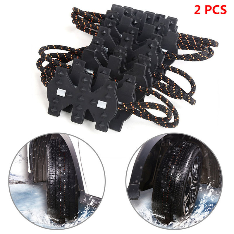 2PCS Winter Non-slip Universal Black Wearproof Wheel Tire Anti-skid Emergency Chain for Car Truck SUV MPV Auto Car Accessories