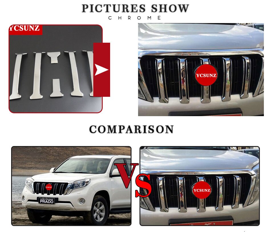 Chrome Racing Grille Cover Toyota Land Cruiser Prado 150 Chrome Racing Grille Cover Toyota Land Cruiser Prado 150