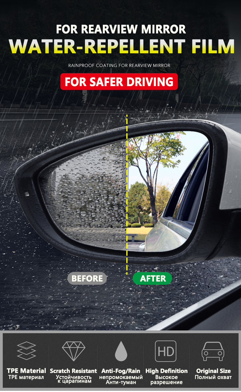 for Toyota Yaris Vitz 2000 - 2019 XP10 XP90 XP130 10 90 130 Anti Fog Film Cover Rearview Mirror Rainproof Anti-Fog Accessories